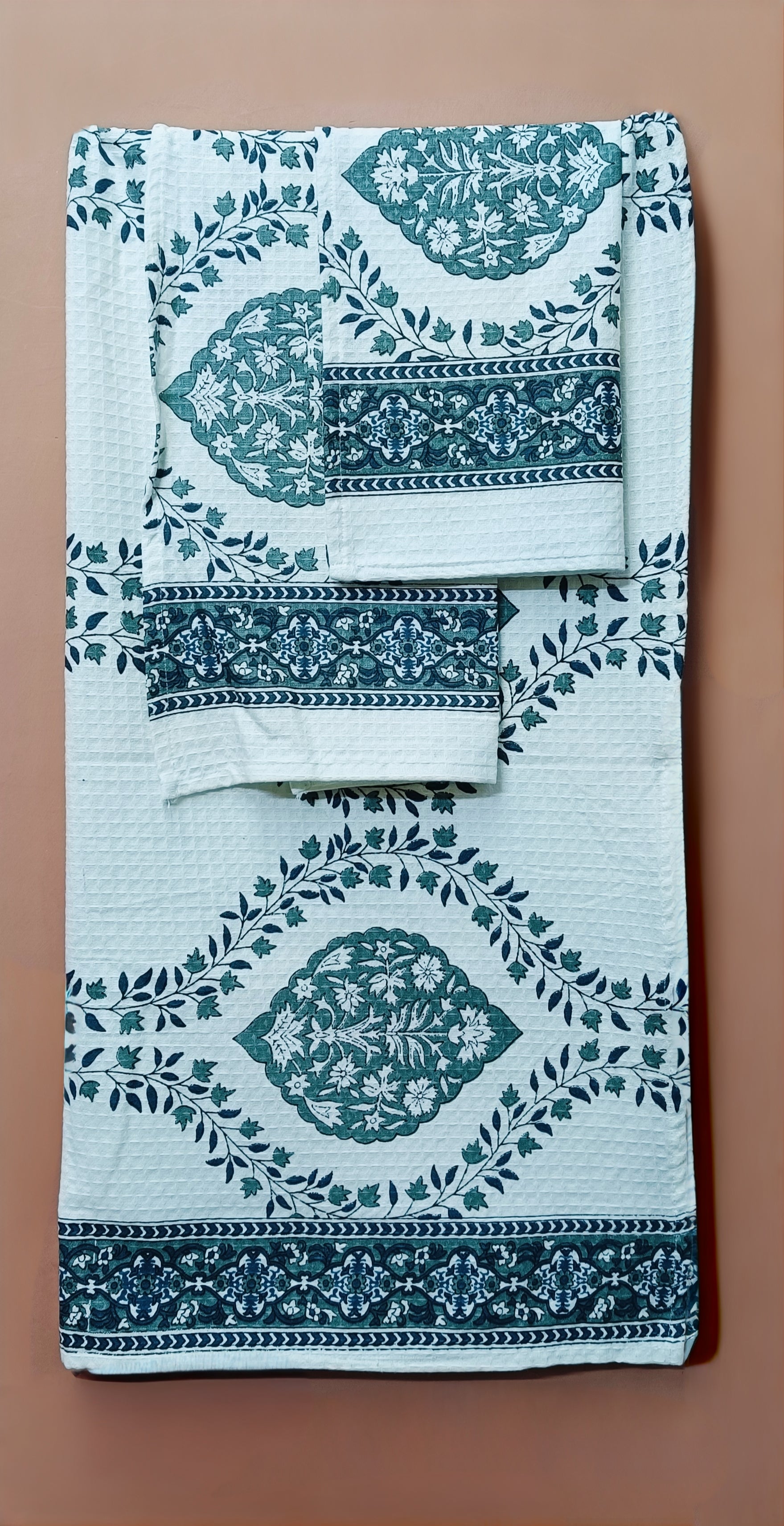 Gift Set - Handblock Printed Towels - 1 Bath + 2 Hand Towels
