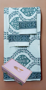 Gift Set - Handblock Printed Towels - 1 Bath + 2 Hand Towels