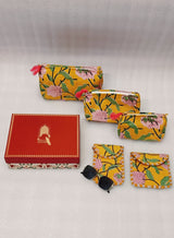 Rakhi Gift Box – Set of 5 Utility Pouches (3 Makeup Pouches, 1 Sunglass Pouch, 1 Sanitary Napkin Pouch)