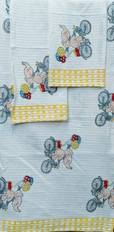 Kids Gift Set - Handblock Printed Towels - 1 Bath + 2 Hand Towels