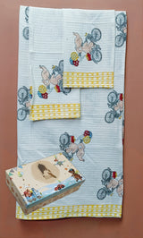 Kids Gift Set - Handblock Printed Towels - 1 Bath + 2 Hand Towels