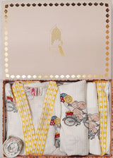 Handblock Printed Waffle Cotton Bathrobe Gift Box for Kids (4-13 Years) – Includes Bath Towel & 2 Hand Towels