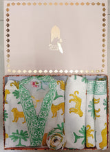 Handblock Printed Waffle Cotton Bathrobe Gift Box for Kids (4-13 Years) – Includes Bath Towel & 2 Hand Towels