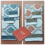 His & Her Towel Gift Set - Handblock Printed Towels - 2 Bath + 4 Hand Towels in 2 designs
