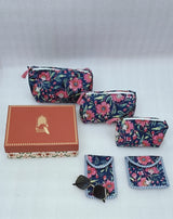 Rakhi Gift Box – Set of 5 Utility Pouches (3 Makeup Pouches, 1 Sunglass Pouch, 1 Sanitary Napkin Pouch)