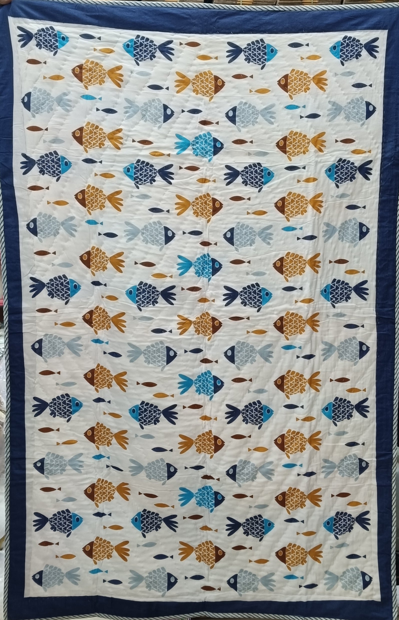 Handblock Printed Cotton Reversible Crib Blanket for Babies - 40X60 Inches