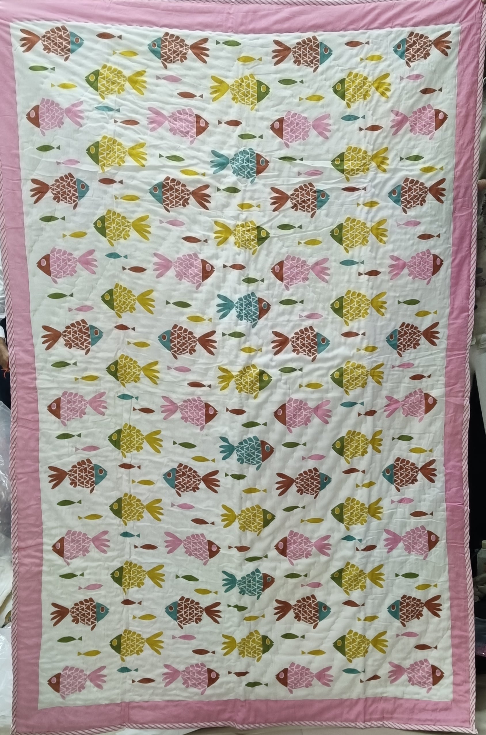 Handblock Printed Cotton Reversible Crib Blanket for Babies - 40X60 Inches