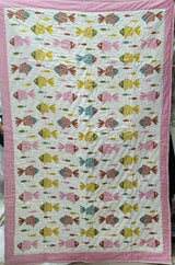 Handblock Printed Cotton Reversible Crib Blanket for Babies - 40X60 Inches