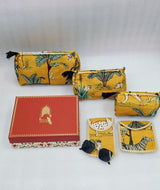 Rakhi Gift Box – Set of 5 Utility Pouches (3 Makeup Pouches, 1 Sunglass Pouch, 1 Sanitary Napkin Pouch)