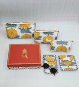 Rakhi Gift Box – Set of 5 Utility Pouches (3 Makeup Pouches, 1 Sunglass Pouch, 1 Sanitary Napkin Pouch)