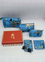 Rakhi Gift Box – Set of 5 Utility Pouches (3 Makeup Pouches, 1 Sunglass Pouch, 1 Sanitary Napkin Pouch)
