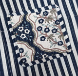 Handblock Printed Cotton Tote Bag with Unique Moon-Shaped Handle- 14x14x6 inches