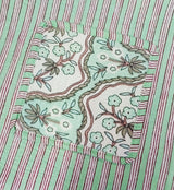 Handblock Printed Cotton Tote Bag with Unique Moon-Shaped Handle- 14x14x6 inches