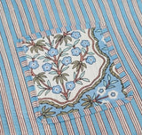 Handblock Printed Cotton Tote Bag with Unique Moon-Shaped Handle- 14x14x6 inches