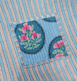 Handblock Printed Cotton Tote Bag with Unique Moon-Shaped Handle- 14x14x6 inches
