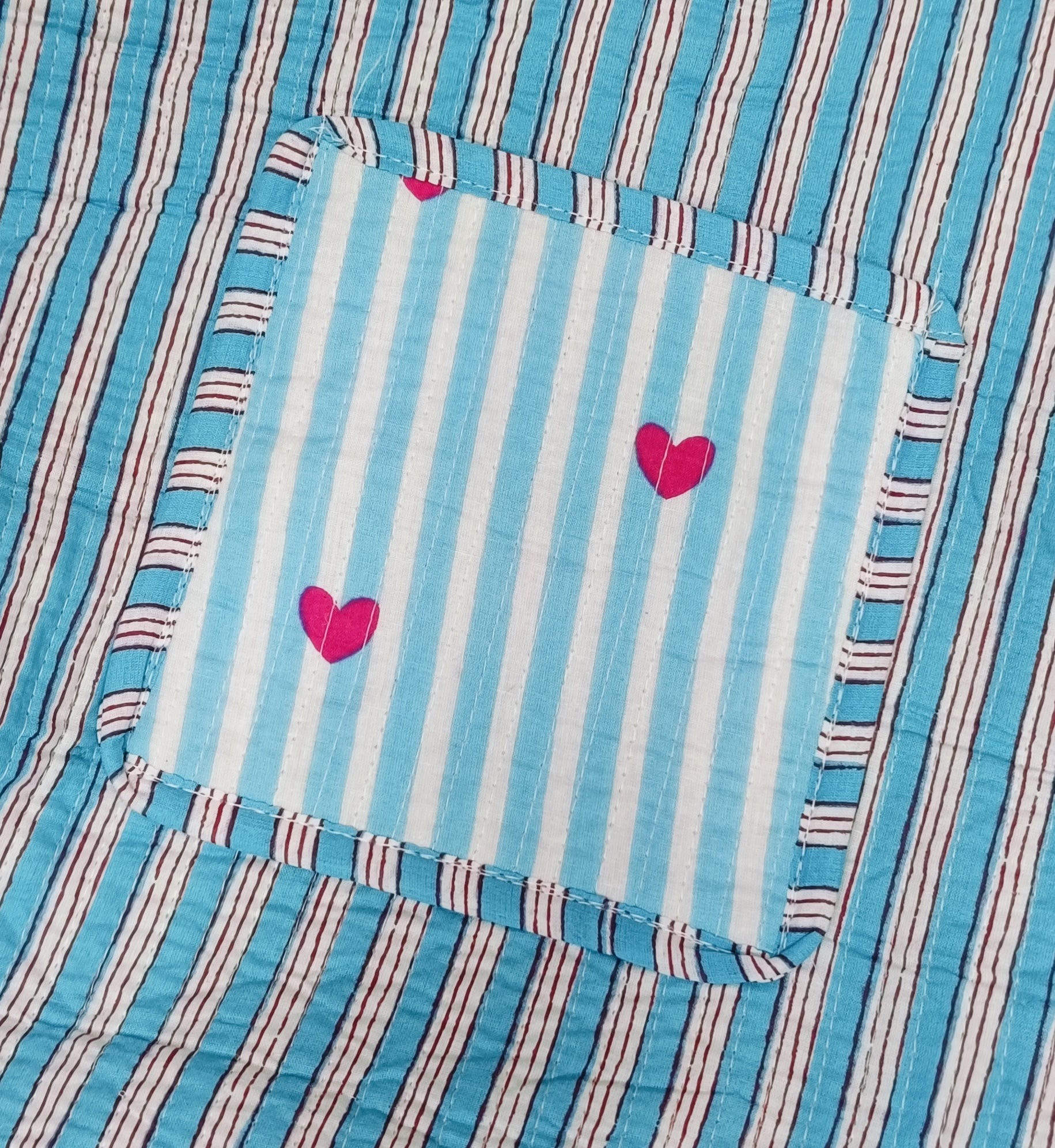 Handblock Printed Cotton Tote Bag with Unique Moon-Shaped Handle- 14x14x6 inches