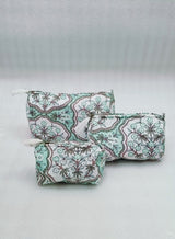 Set of 3 cosmetic bag/pouches with waterproof lining
