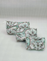 Set of 3 cosmetic bag/pouches with waterproof lining