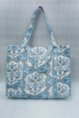 Handblock Printed Quilted Tote Bag without zip/button 17x18x 6 inches
