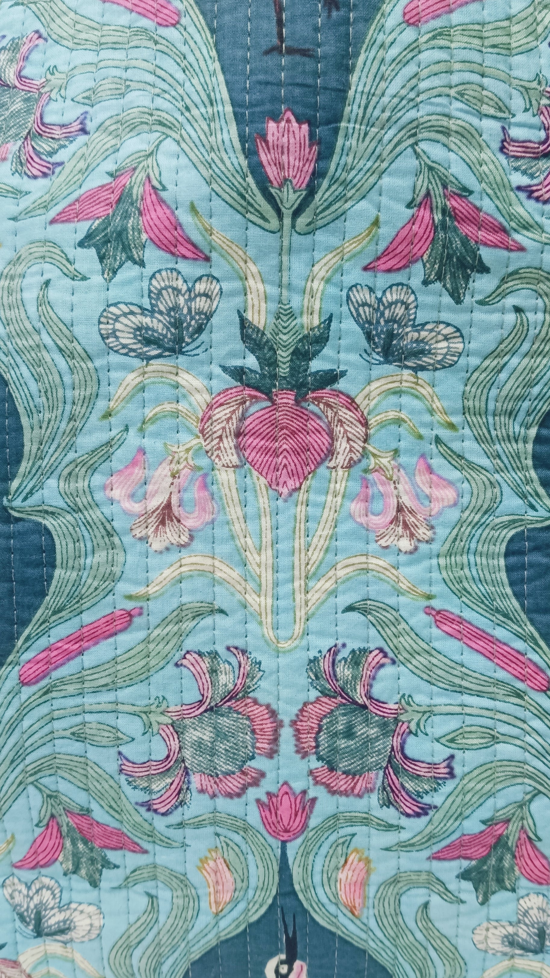 Handblock Printed Quilted Tote Bag without zip/button 17x18x 6 inches