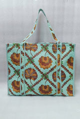 Handblock Printed Quilted Tote Bag without zip/button 17x18x 6 inches