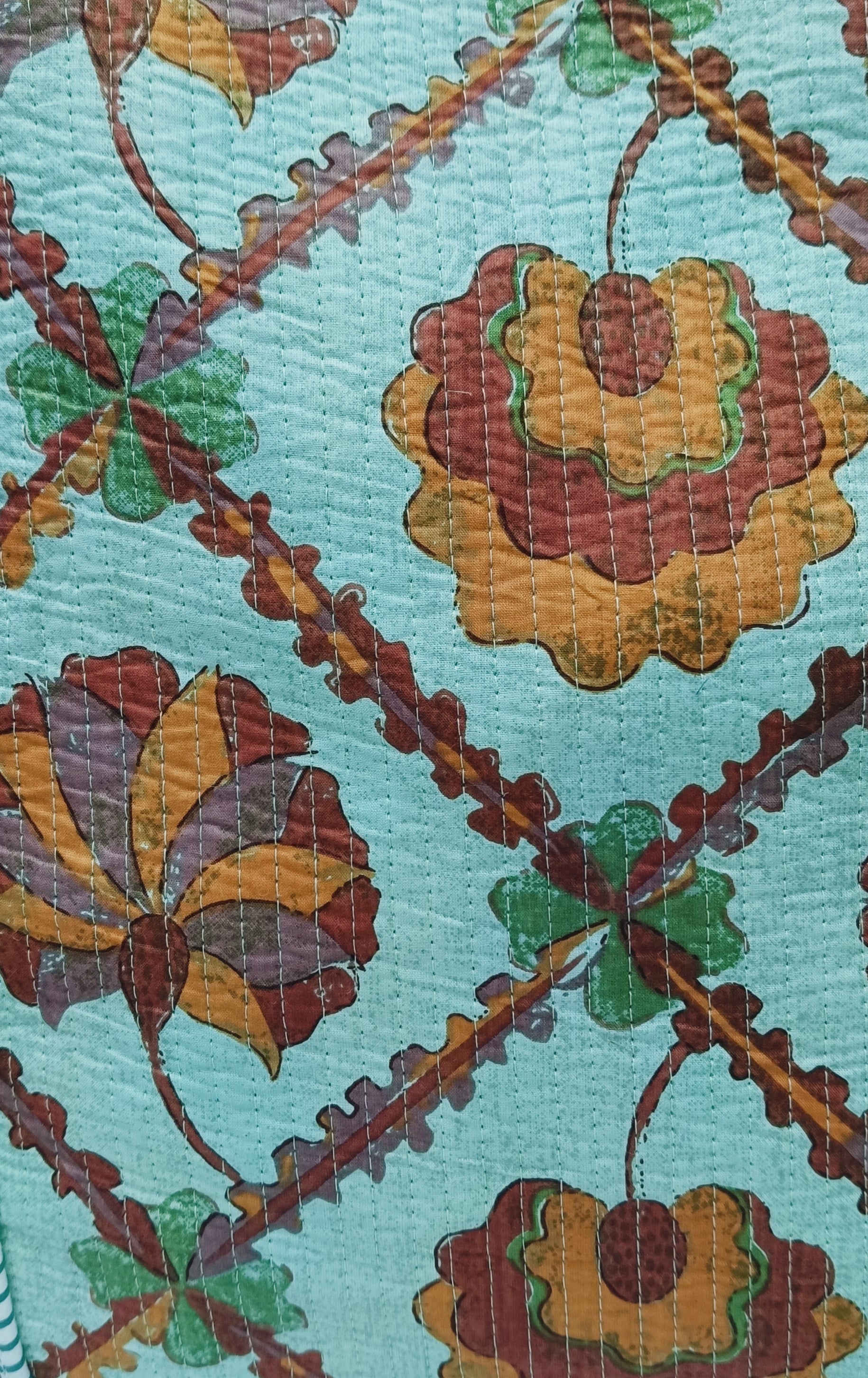 Handblock Printed Quilted Tote Bag without zip/button 17x18x 6 inches