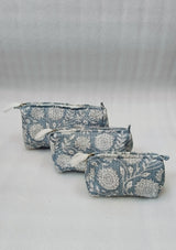 Set of 3 cosmetic bag/pouches with waterproof lining