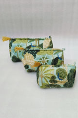Set of 3 cosmetic bag/pouches with waterproof lining