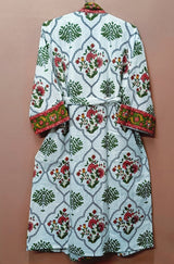 Waffle Cotton Handblock Printed Unisex Bathrobe - Free Size