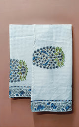 Hand Block Printed Honey Comb Cotton Hand Towel- Set of 2