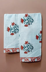 Hand Block Printed Honey Comb Cotton Hand Towel- Set of 2