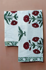 Hand Block Printed Honey Comb Cotton Hand Towel- Set of 2