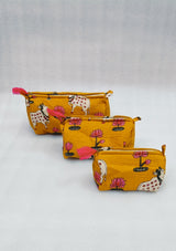 Set of 3 cosmetic bag/pouches with waterproof lining