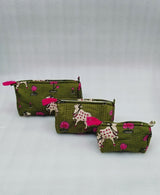 Set of 3 cosmetic bag/pouches with waterproof lining