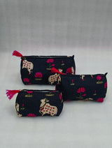 Set of 3 cosmetic bag/pouches with waterproof lining