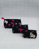 Set of 3 cosmetic bag/pouches with waterproof lining