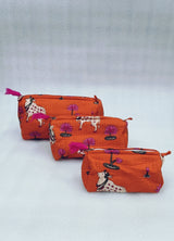 Set of 3 cosmetic bag/pouches with waterproof lining