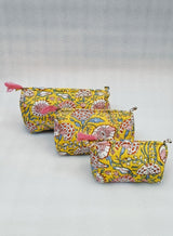Set of 3 cosmetic bag/pouches with waterproof lining