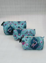 Set of 3 cosmetic bag/pouches with waterproof lining