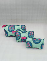Set of 3 cosmetic bag/pouches with waterproof lining