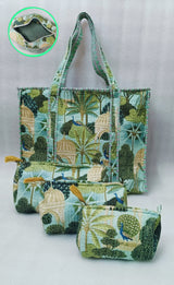 Cotton Tote Bag with Zip & Pouch Combo