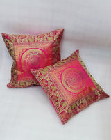 Set of 2 Banarasi Zari Cushion Cover - 16X16 Inches