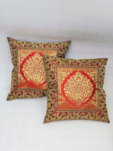 Set of 2 Banarasi Zari Cushion Cover - 16X16 Inches