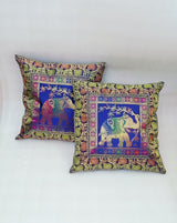 Set of 2 Banarasi Zari Cushion Cover - 16X16 Inches