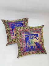 Set of 2 Banarasi Zari Cushion Cover - 16X16 Inches