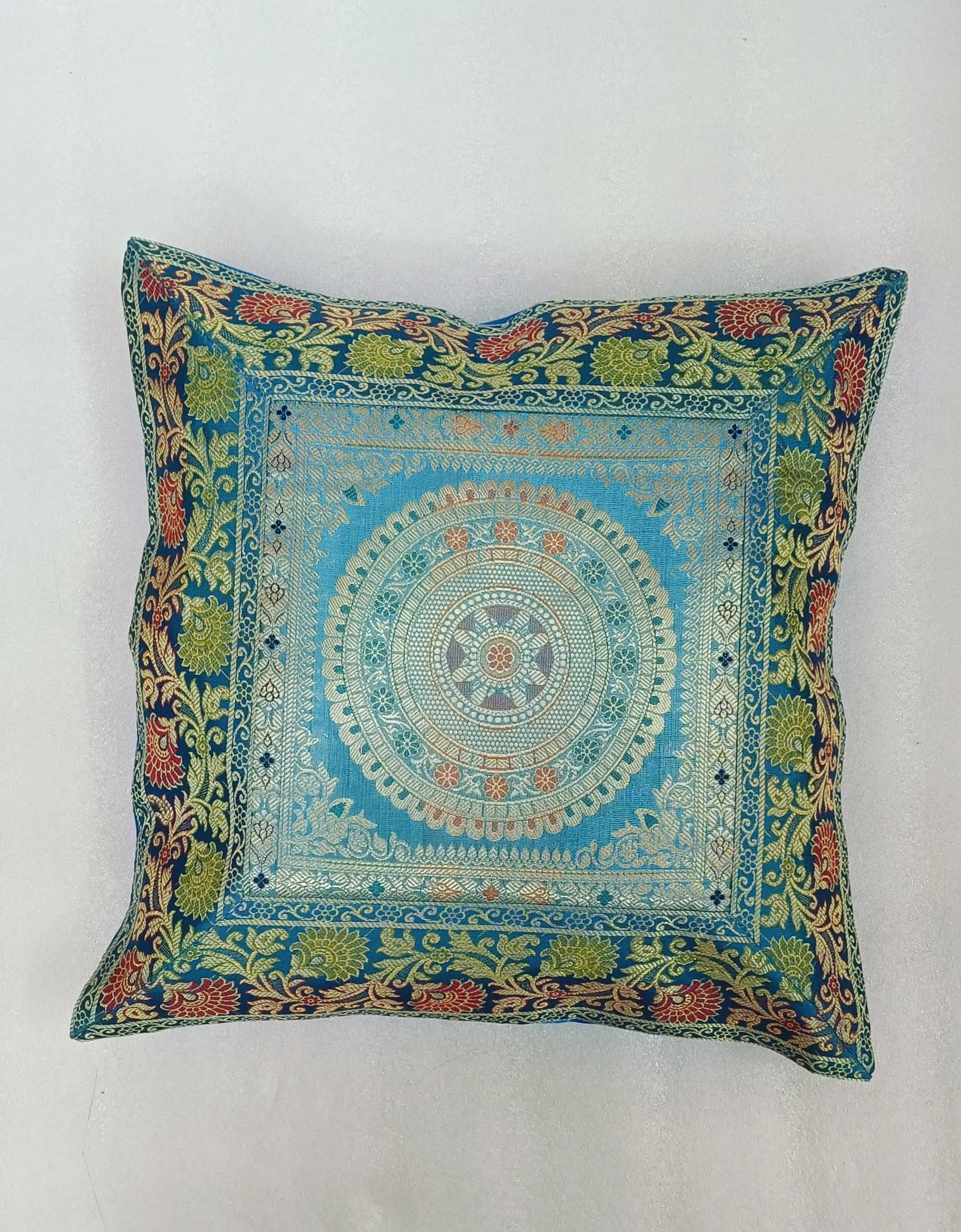 Set of 2 Banarasi Zari Cushion Cover - 16X16 Inches