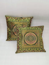 Set of 2 Banarasi Zari Cushion Cover - 16X16 Inches