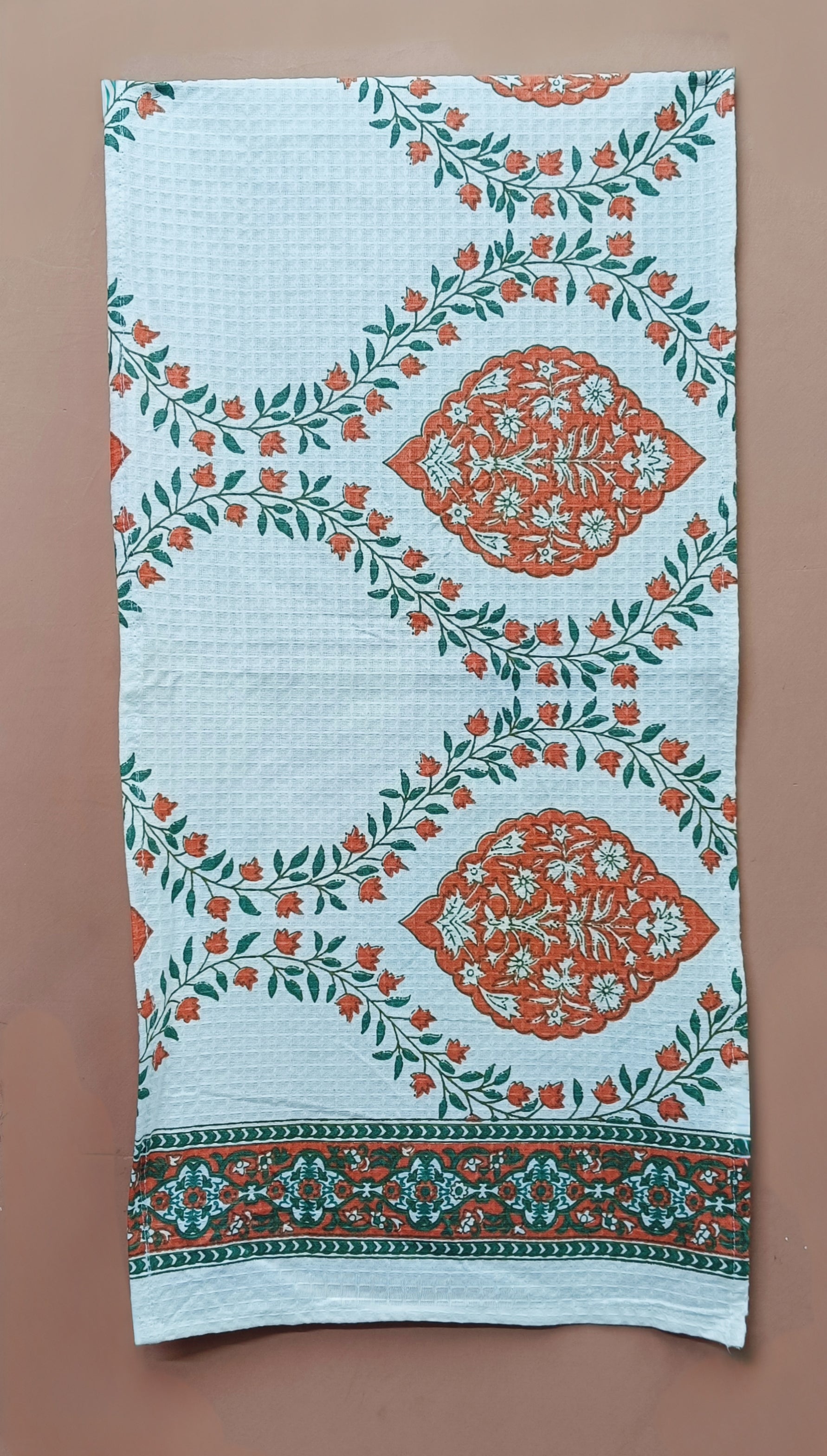 Hand Block Printed Honey Comb Cotton Hand Towel- Set of 2