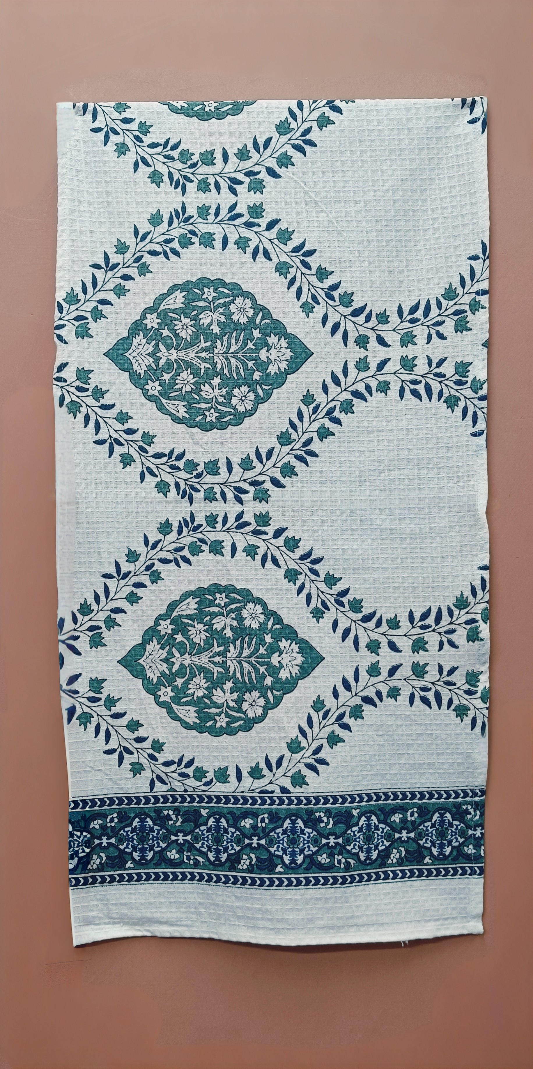 Hand Block Printed Honey Comb Cotton Hand Towel- Set of 2
