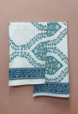 Hand Block Printed Honey Comb Cotton Hand Towel- Set of 2